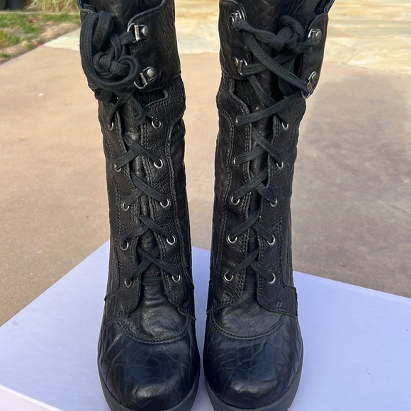 VERA WANG LAVENDER MOTO COMBAT BOOTS BLACK 8 - Picture 3 of 14